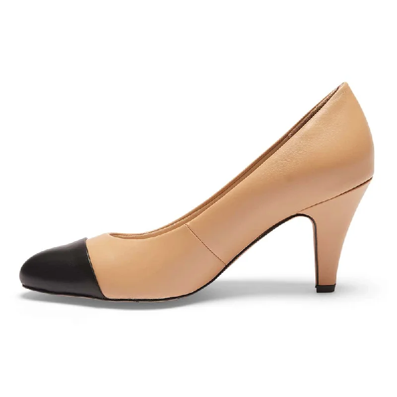 Mandy Heel in Black And Camel Leather