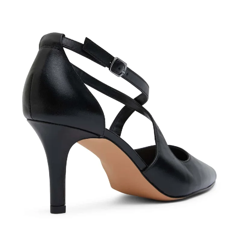 Merit Heel in Black Leather