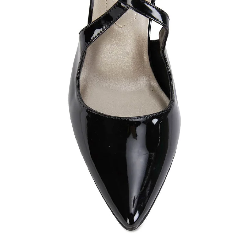 Merit Heel in Black Patent