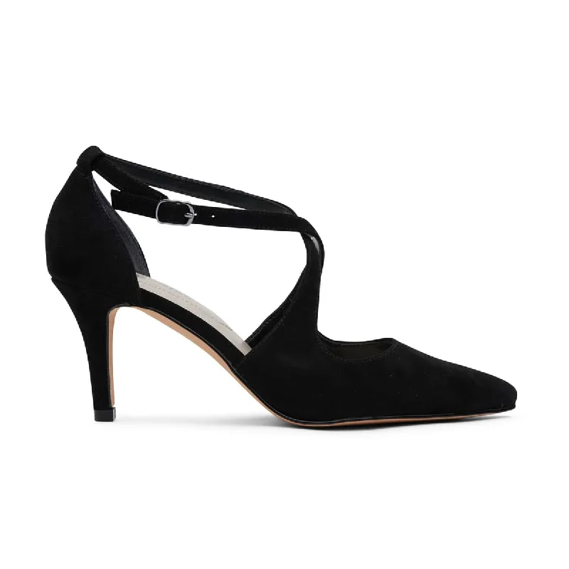 Merit Heel in Black Suede