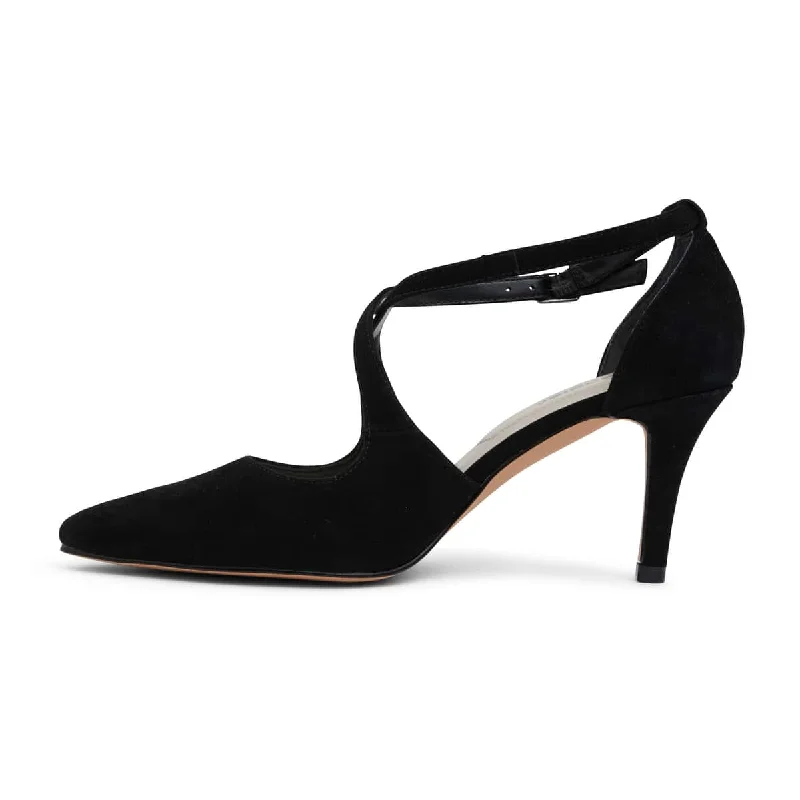 Merit Heel in Black Suede