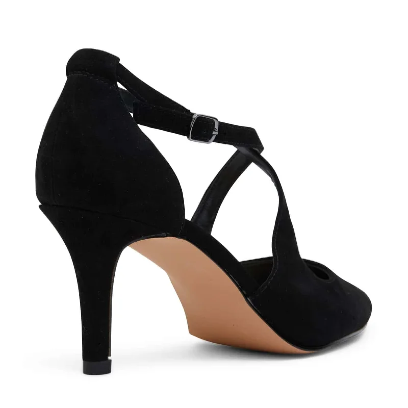 Merit Heel in Black Suede