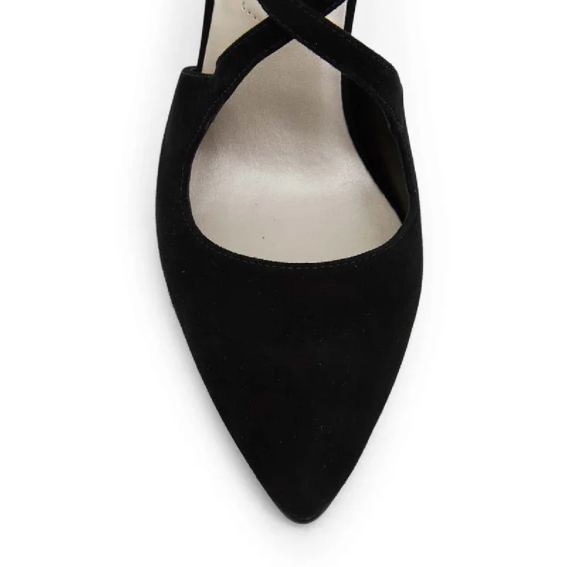 Merit Heel in Black Suede