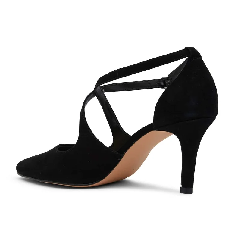 Merit Heel in Black Suede