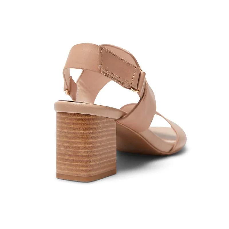 Nadia Heel in Nude Leather