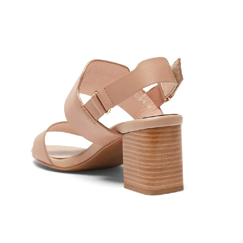 Nadia Heel in Nude Leather