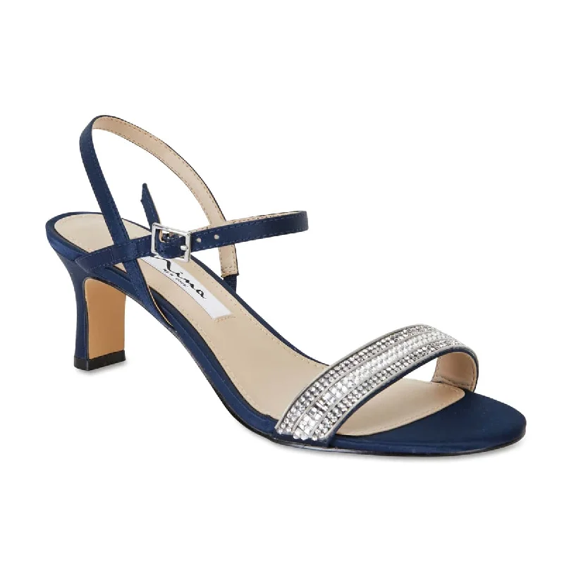 Noela Heel in Navy Satin