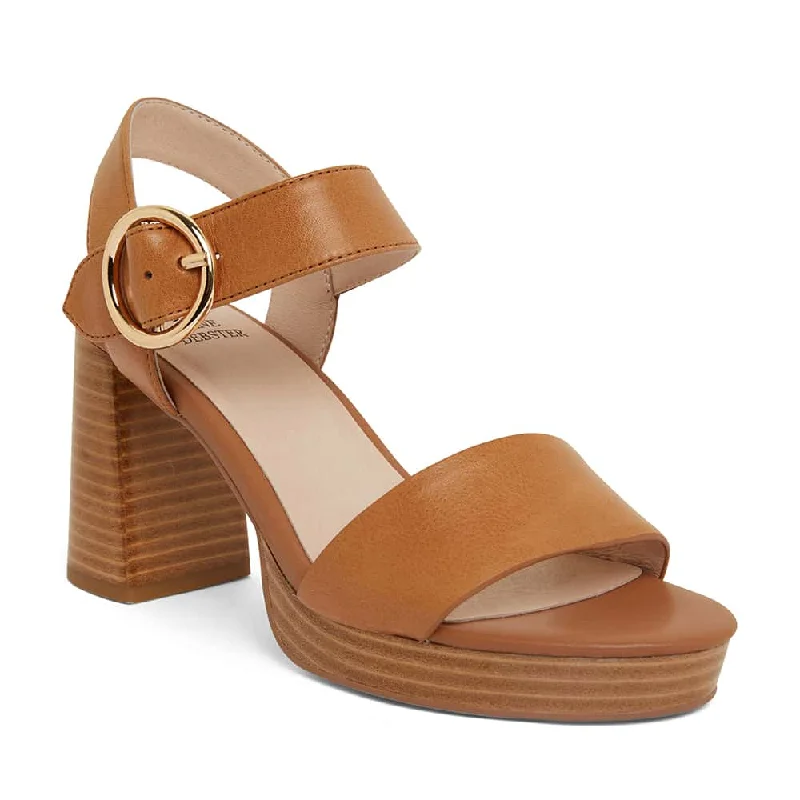 Petra Heel in Tan Leather