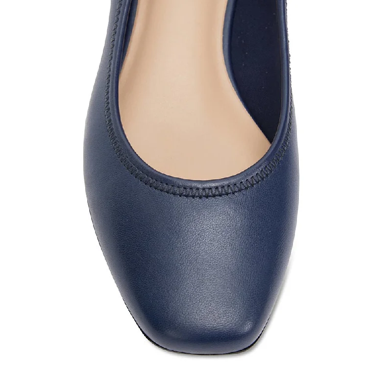 Prism Heel in Navy Leather