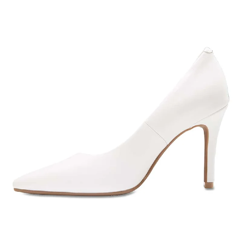 Sally Heel in White Leather