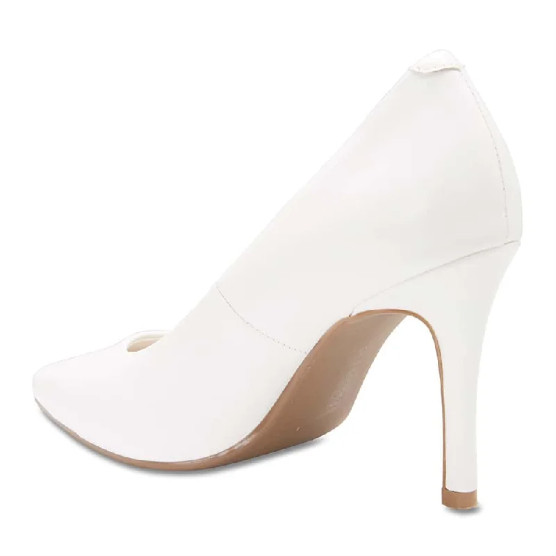 Sally Heel in White Leather