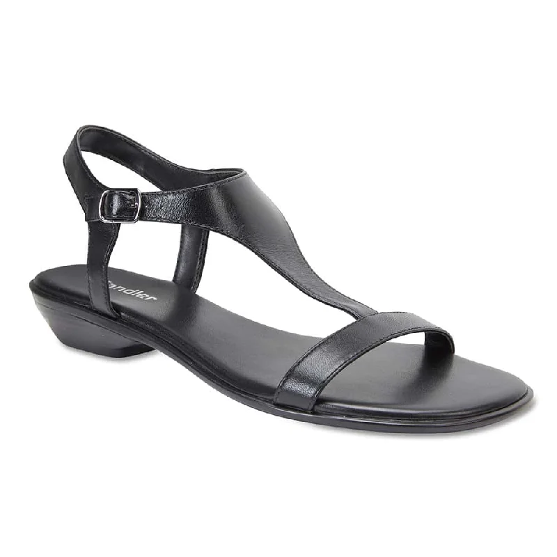 Sandra Sandal in Black Leather