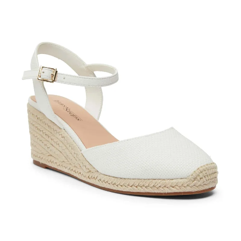 Santos Wedge in White Fabric