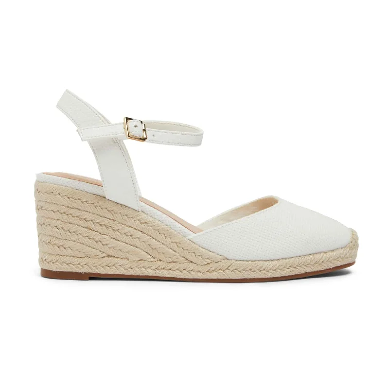 Santos Wedge in White Fabric