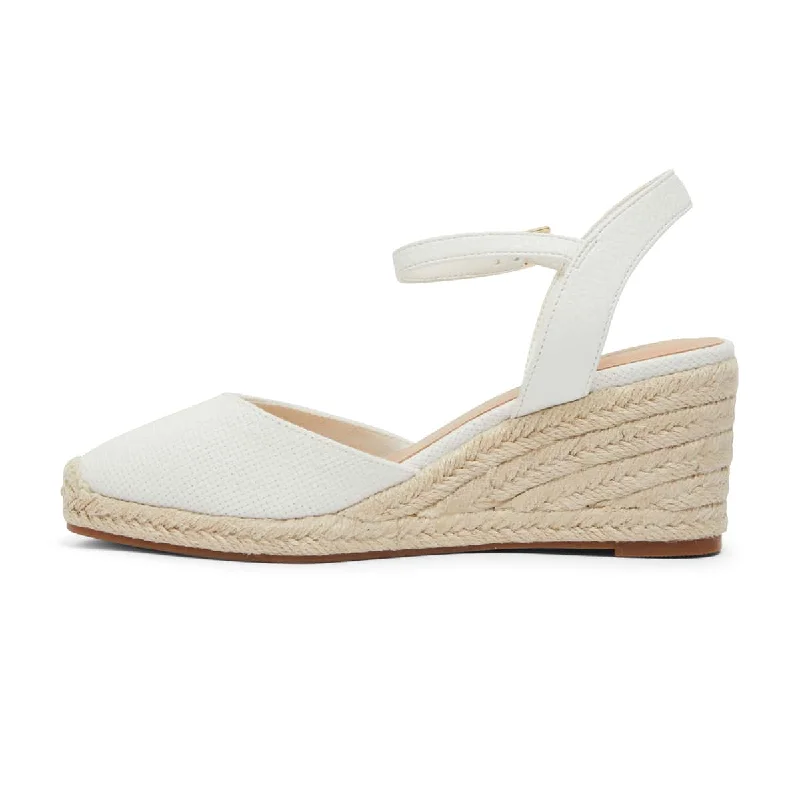 Santos Wedge in White Fabric