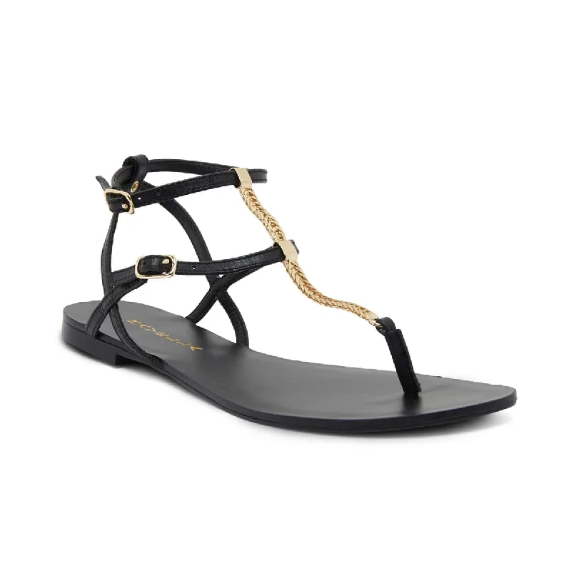 Saskia Sandal in Black Leather Leather