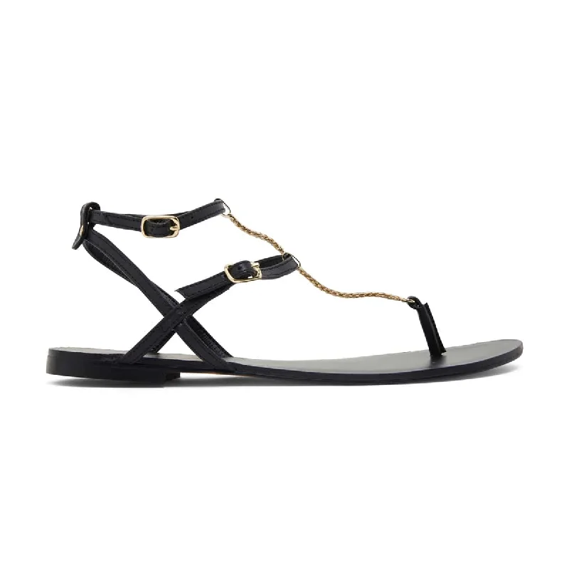 Saskia Sandal in Black Leather Leather