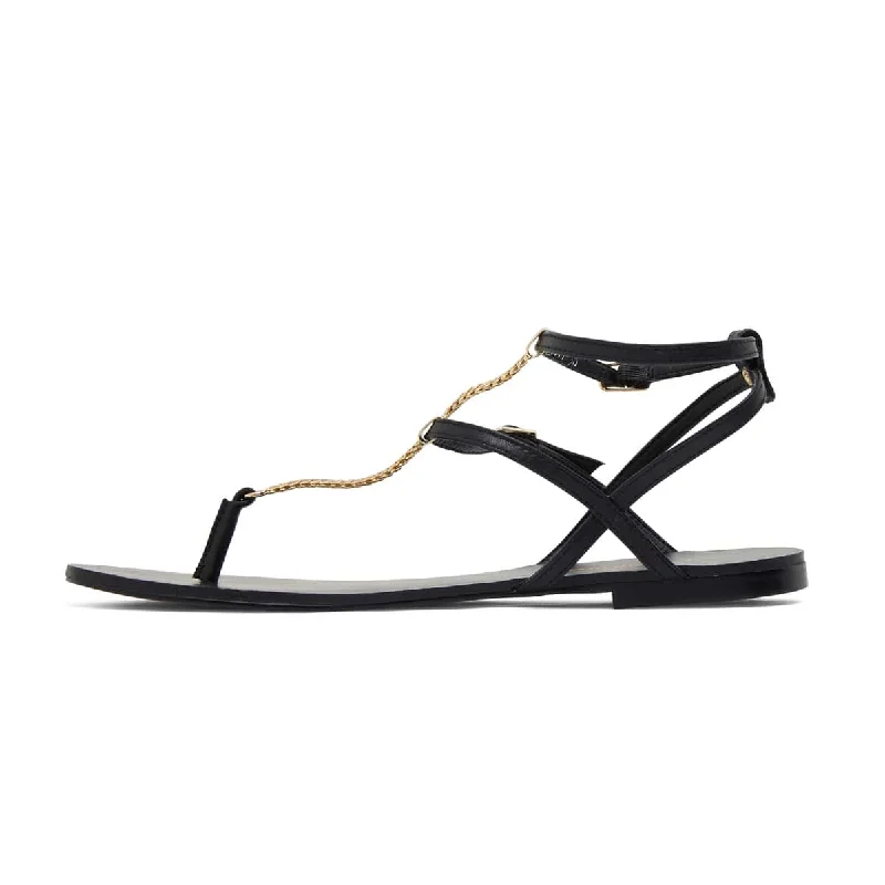 Saskia Sandal in Black Leather Leather