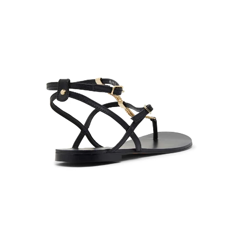 Saskia Sandal in Black Leather Leather