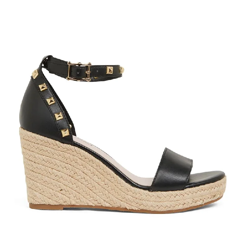 Shadow Espadrille in Black Leather