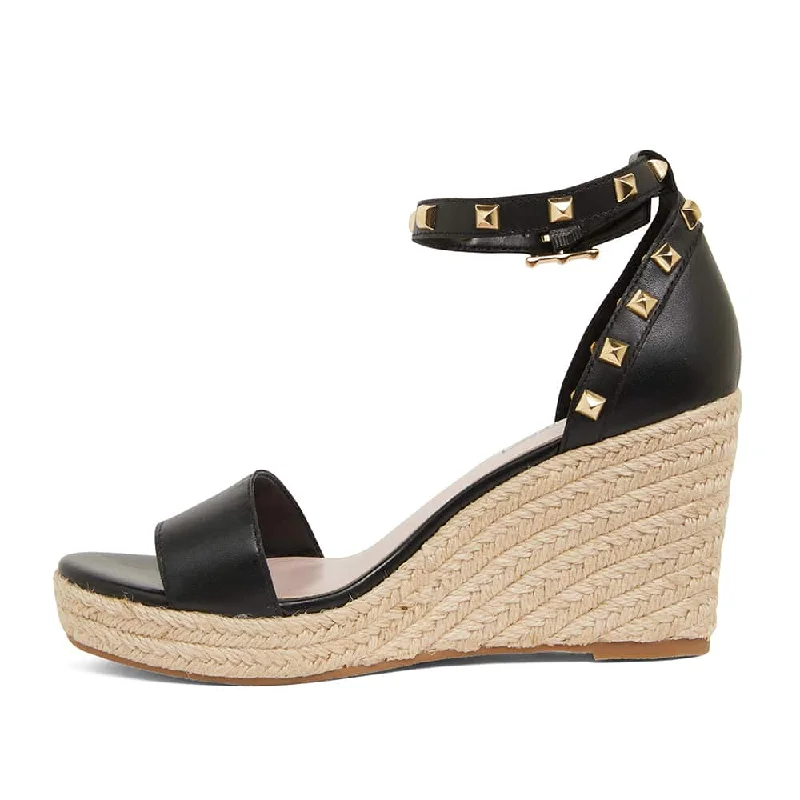 Shadow Espadrille in Black Leather