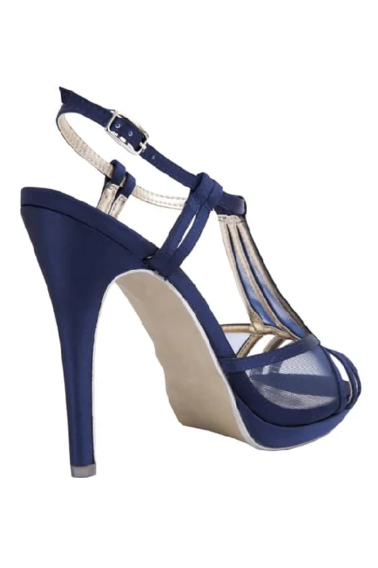 Shae 2 Heel in Navy Satin