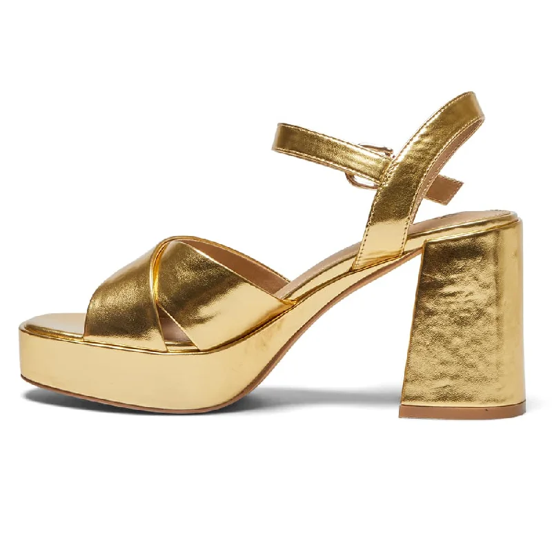 Sienna Heel in Gold Metallic