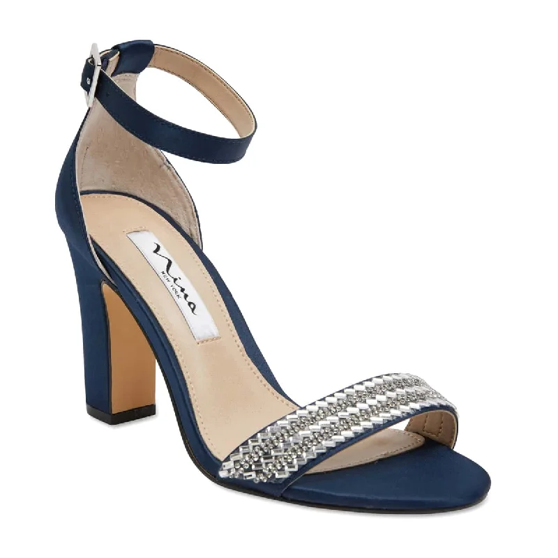 Suzette Heel in Navy Satin