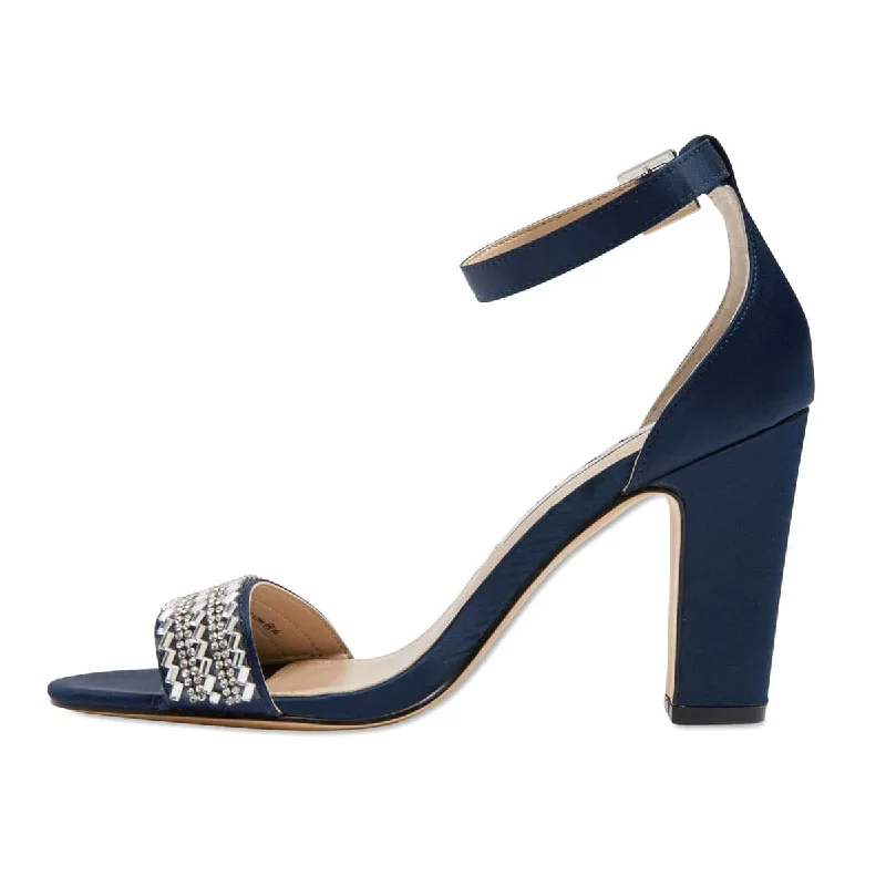 Suzette Heel in Navy Satin