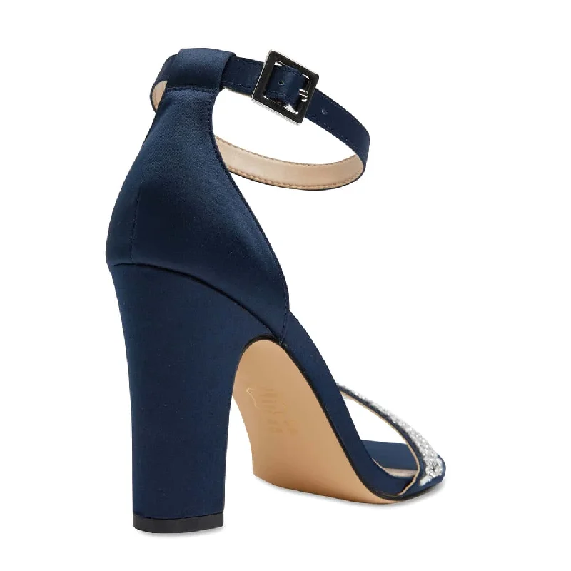 Suzette Heel in Navy Satin