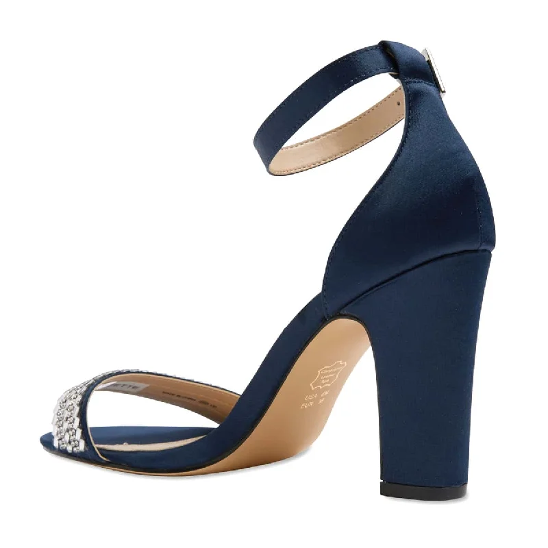 Suzette Heel in Navy Satin