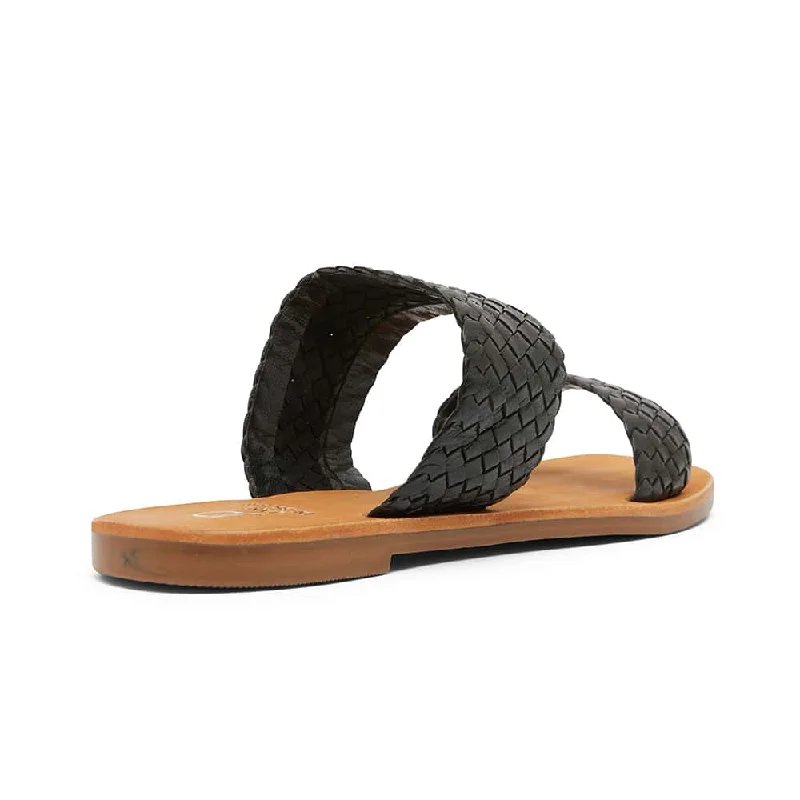 Tora Slide in Black Leather