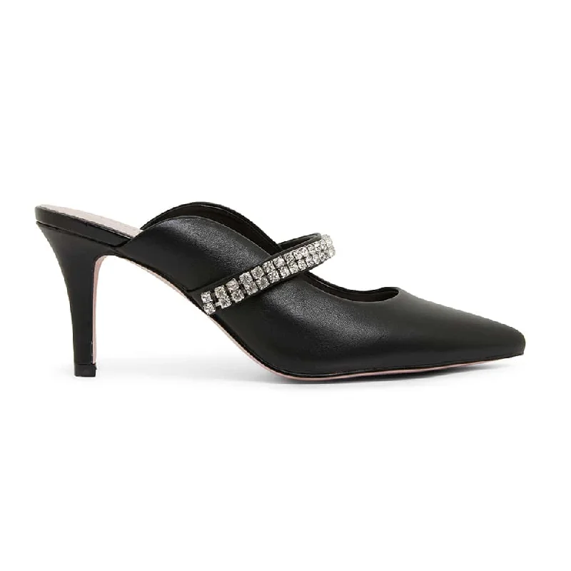 Vanity Heel in Black Leather