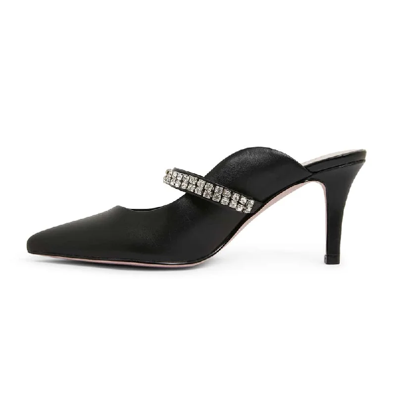 Vanity Heel in Black Leather