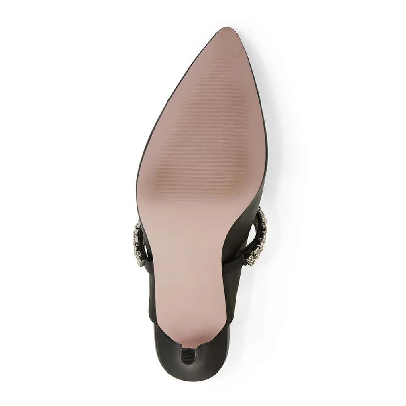 Vanity Heel in Black Leather