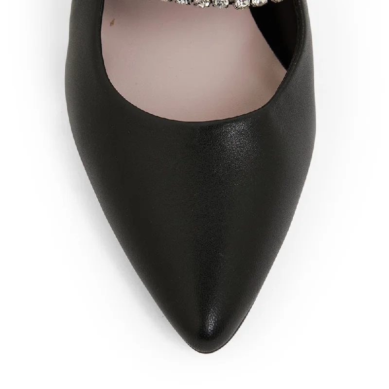 Vanity Heel in Black Leather