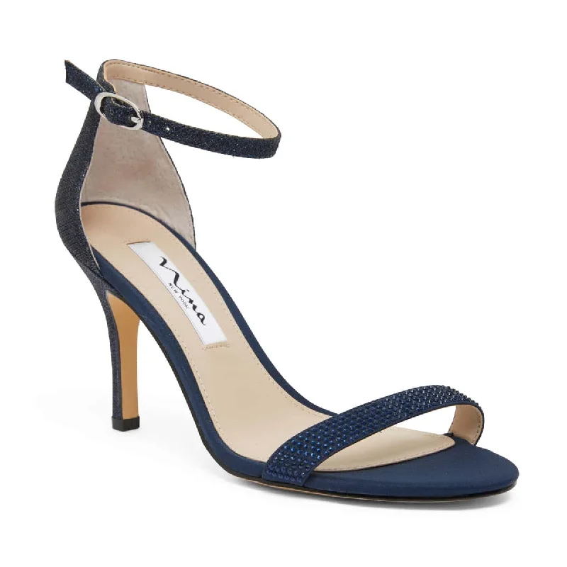 Veniza Heel in Navy Satin