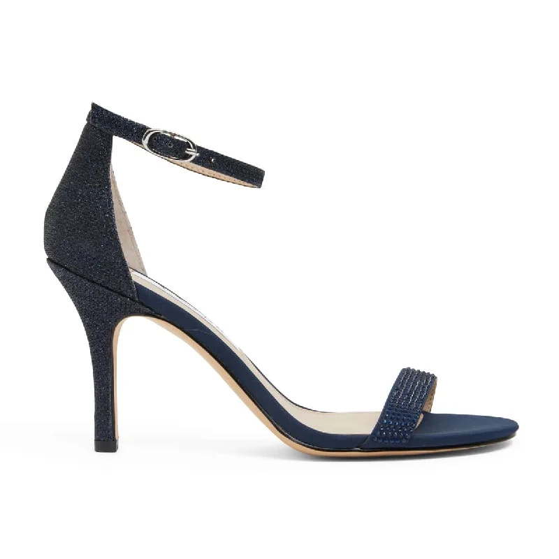 Veniza Heel in Navy Satin