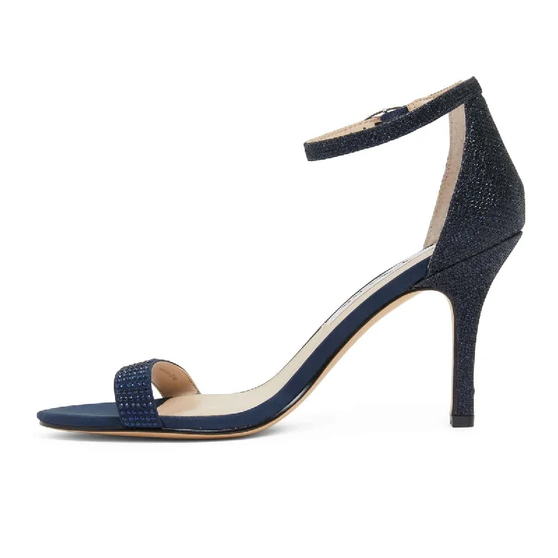 Veniza Heel in Navy Satin