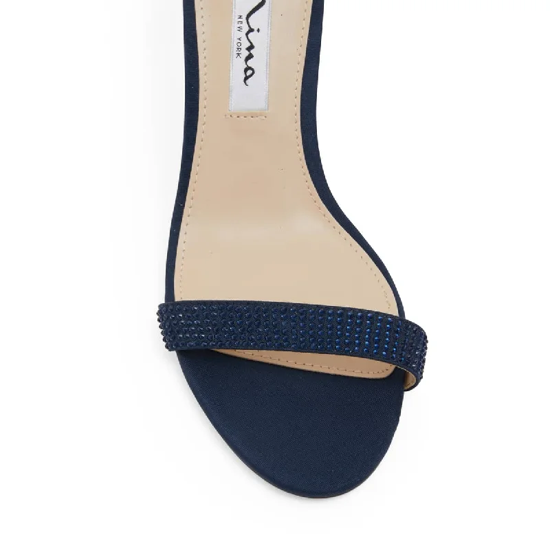 Veniza Heel in Navy Satin