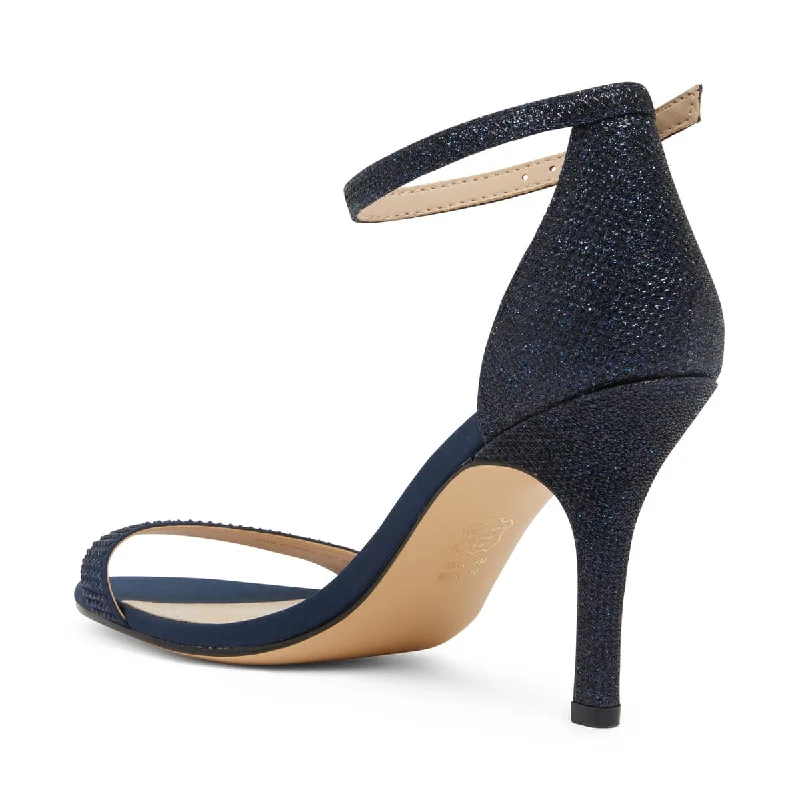 Veniza Heel in Navy Satin