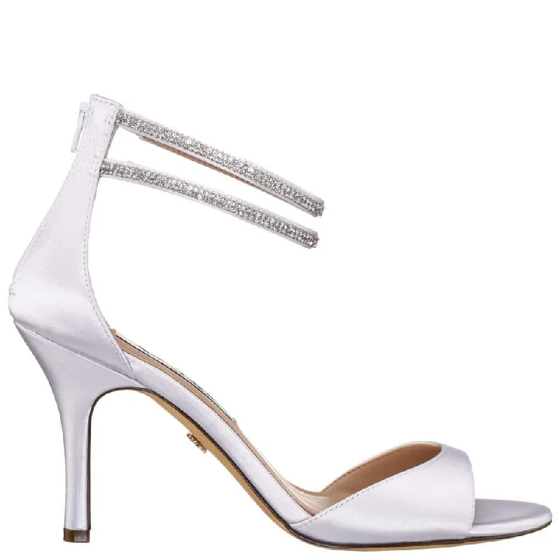 Viktora Heel in White Crystal Satin