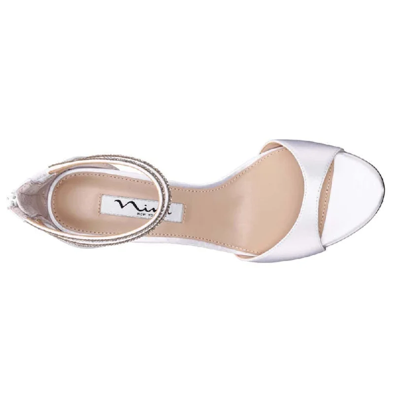 Viktora Heel in White Crystal Satin