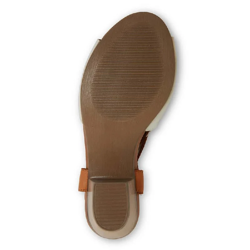 Zambia Heel in White And Cognac Leather