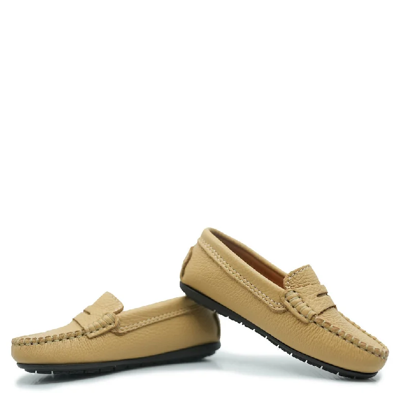 Atlanta Mocassin Beige Pebbled Penny Loafer