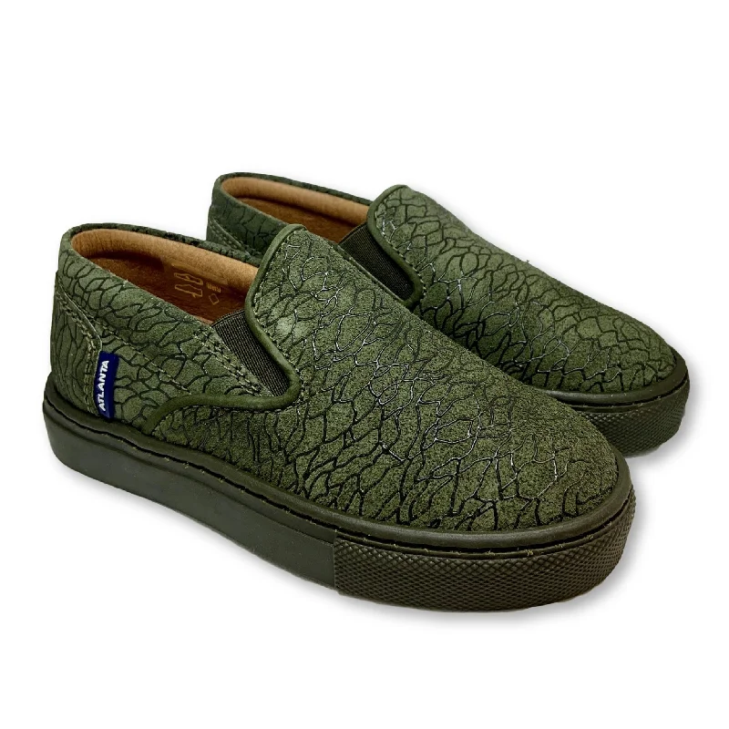 Atlanta Mocassin Hunter Green Textured Slip-on Sneaker