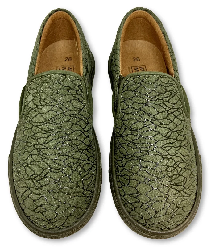 Atlanta Mocassin Hunter Green Textured Slip-on Sneaker