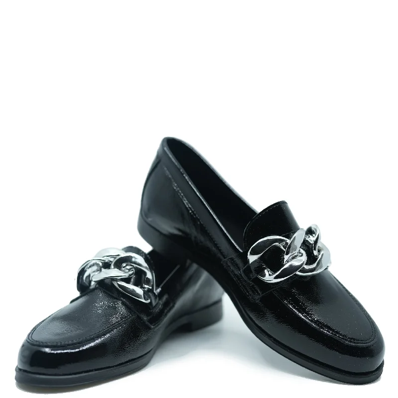 Blublonc Black Patent Buckle Loafer