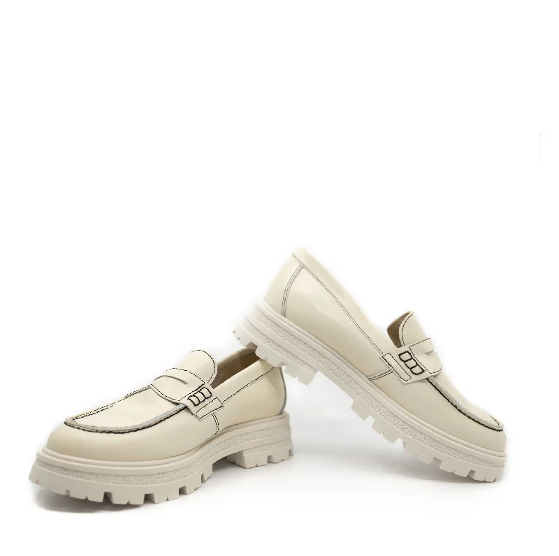 Blublonc Ivory Monochromatic Chunky Penny Loafer