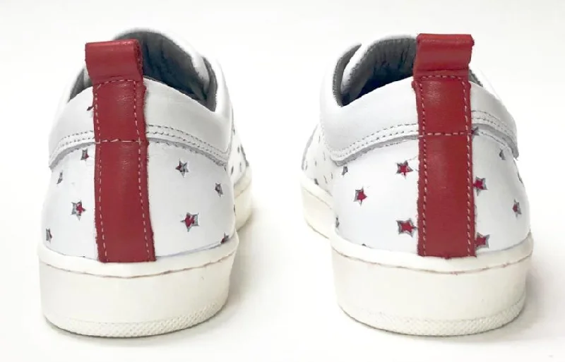 Blublonc White and Red Star Slip-On Sneaker